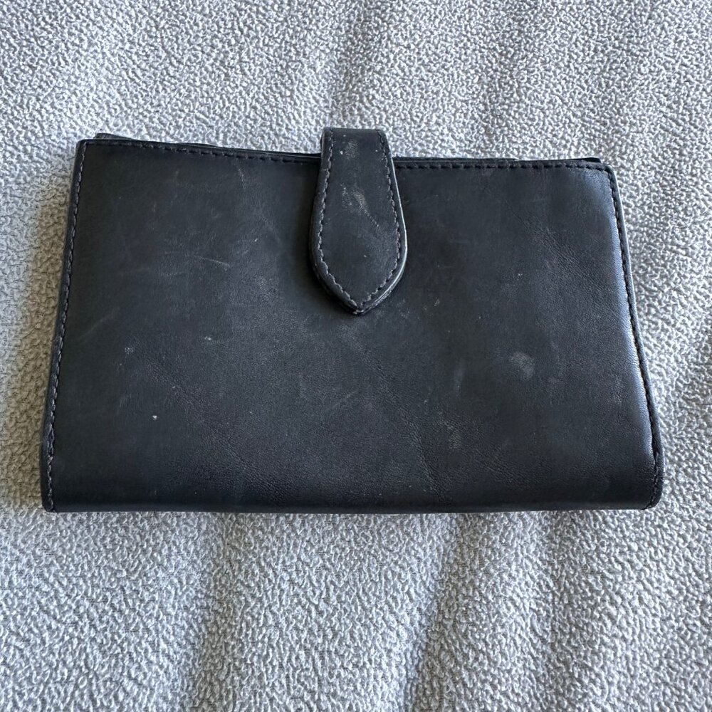 Vintage Banana Republic Wallet Leather Bifold Womens Black Classic Quiet Luxury‎